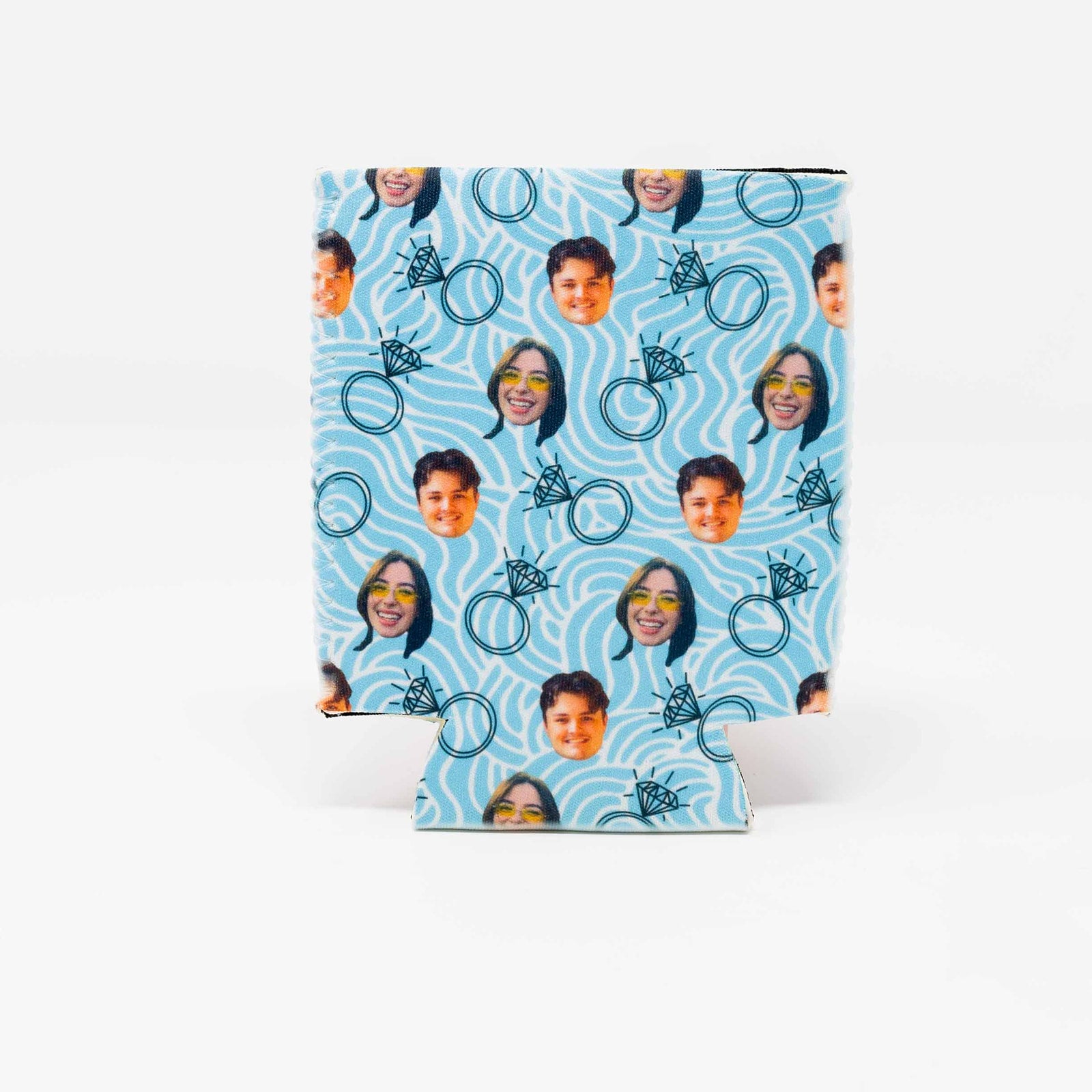 CUSTOM Engagement Drink Insulator—Blue Waves
