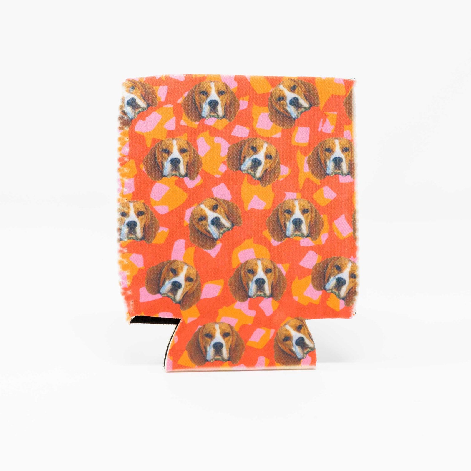 CUSTOM 'Repeating Face' Drink Insulator—Red Funky Cheetah