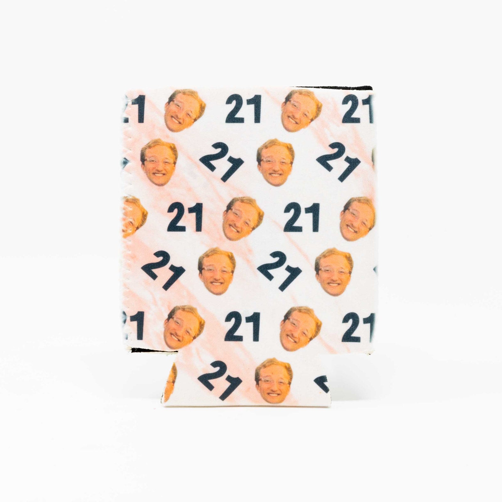 CUSTOM Repeating Face Birthday Drink Insulator—Pink Marble