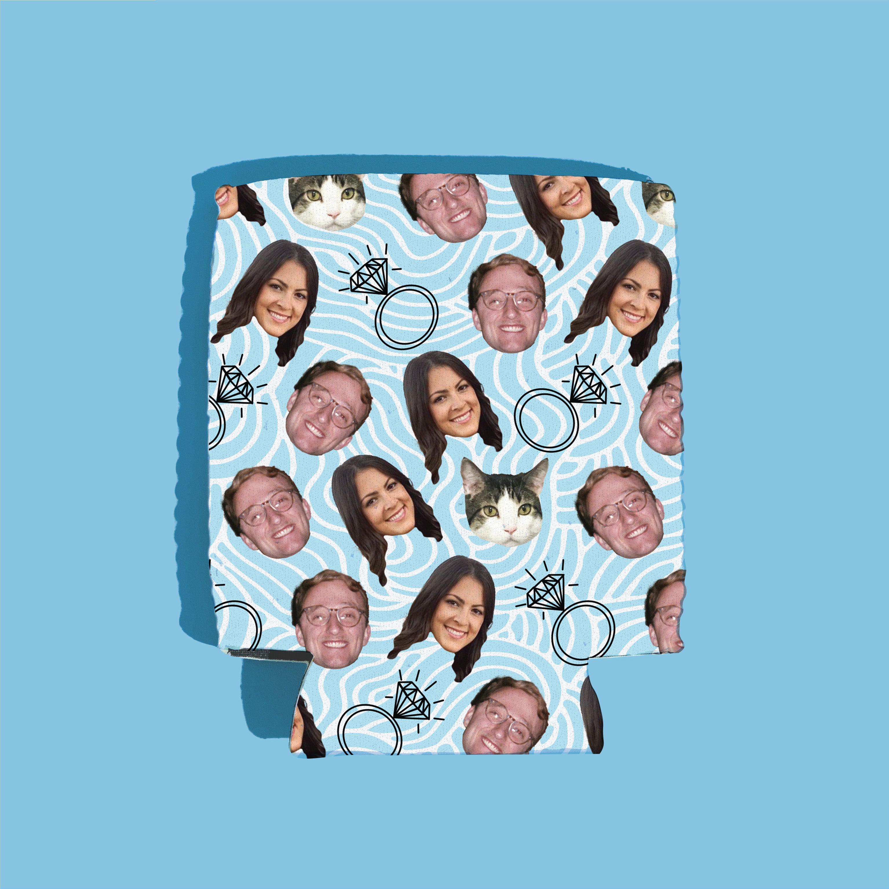 CUSTOM Engagement Drink Insulator—Blue Waves