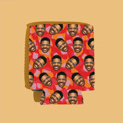 CUSTOM 'Repeating Face' Drink Insulator—Red Funky Cheetah