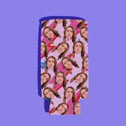 CUSTOM 'Repeating Face' Drink Insulator—Pink Lightning