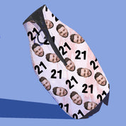 CUSTOM Repeating Face Birthday Drink Insulator—Pink Marble