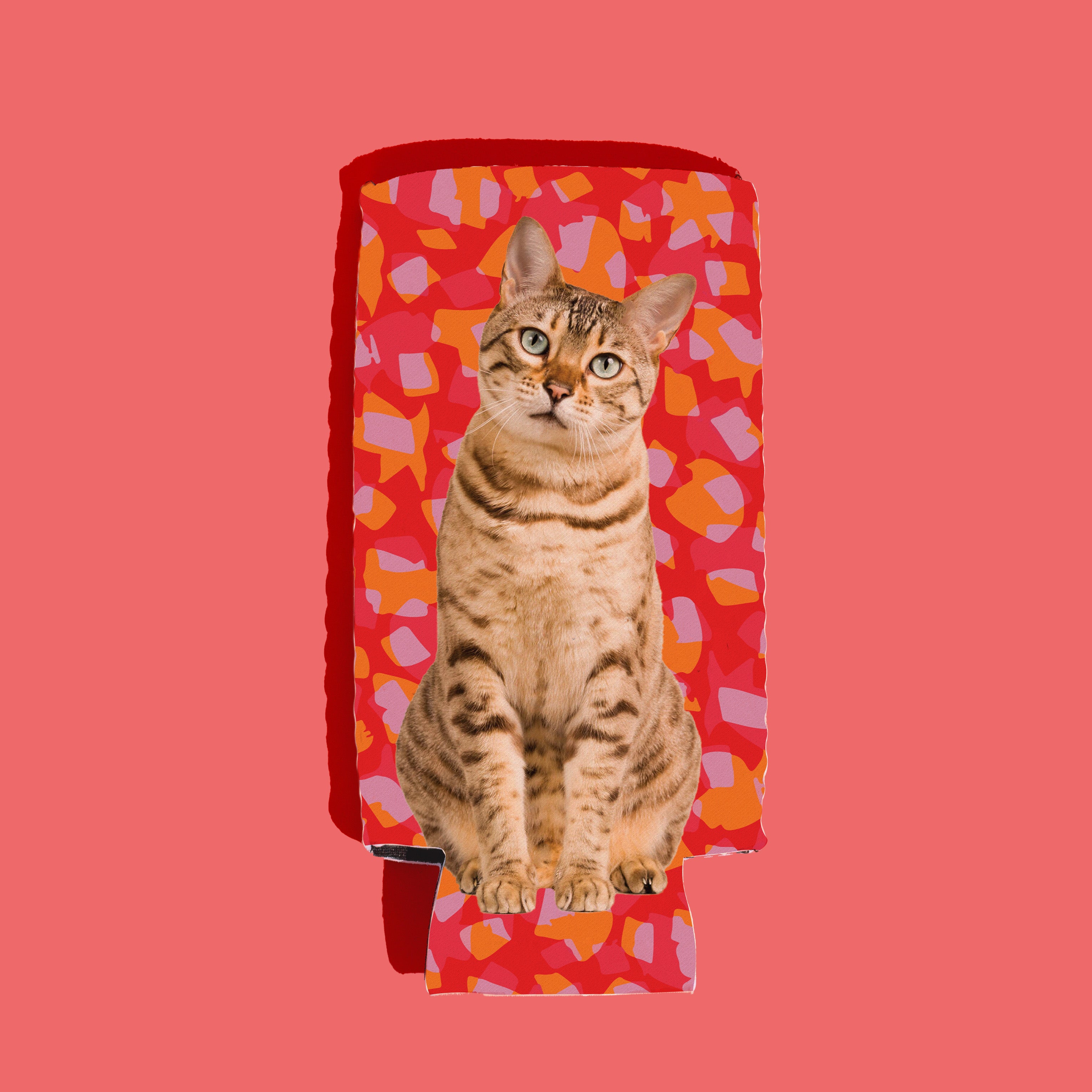 CUSTOM Drink Insulator — Red Funky Cheetah